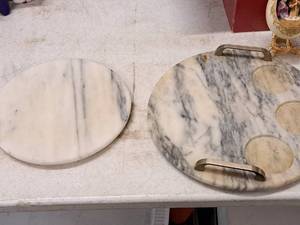 lot 329 image: Lot of (2) Marble Serving Trays