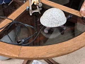 lot 158 image: Turtle theme MetalGlass Lamp