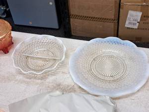 lot 222 image: Lot of (2) 7-12, 11 Glass Serving Platters
