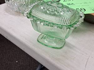 lot 256 image: Glass Candy Dish with Lid