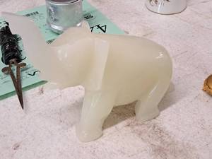 lot 428 image: Elephant theme Marble Table Statue