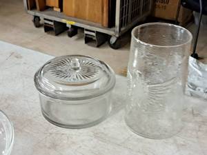 lot 495 image: Lot of (2) Glasswares - Vase, Bowl with Lid