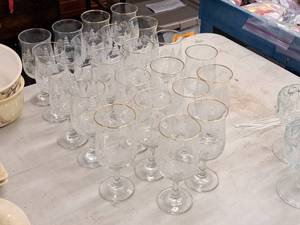 lot 556 image: Lot of (22) Christmas theme Glass Stem Glasses