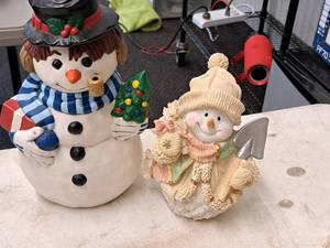 lot 575 image: Lot of (2) ChristmasSnowman theme Table Statues