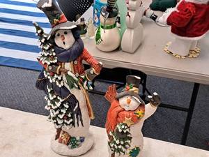 lot 574 image: Lot of (2) ChristmasSnowman theme Table Statues
