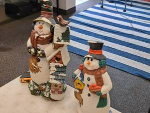 lot 573 image: Lot of (2) ChristmasSnowman theme Table Statues