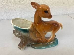lot 60 image: 1940s Royal Copley Pottery Deer Planter