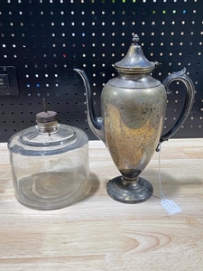 Silver Plated Teapot and Antique Water Feeder
