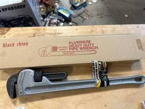 lot 27 image: New Black Rhino 24 Inch Aluminum Pipe Wrench
