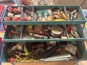 lot 51 image: Vintage Tackle Box with Contents