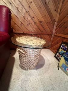 Wicker Basket with Glass Top