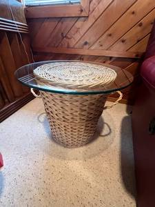 Wicker Basket with Glass Top