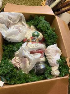 Box of Holiday Items - Santas, Reindeer