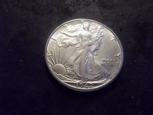 lot 8 image: 1942 D Walking Liberty Half Dollar