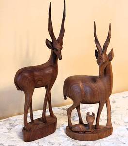 lot 141 image: 1960s African Carved Teak Wood Gazelle Figurines