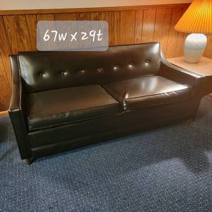 lot 1 image: Seng Style Plus Mid Century Black 2 Cushion Sofa Sleeper