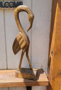 lot 87 image: Carved Wood Flamingo Statue