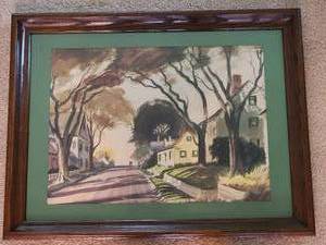 lot 173 image: Placid Suburban Watercolor Art