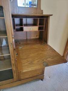 lot 5 image: Antique Oak Display Cabinet Secretary Desk