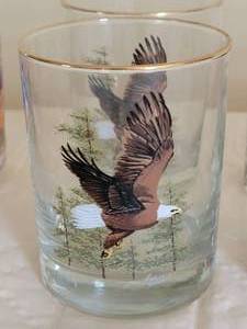 lot 56 image: Guy Poheleach Signed Eagle Low Ball Glasses