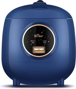 Bear Mini Rice Cooker 2 Cups Uncooked, 1.2L Portable Non-Stick Small Travel Rice Cooker, One Button to Cook and Keep Warm Function, Blue dfb-b12w1