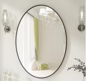 XRAMFY 24 in. x 36 in. Oval Black Classic MDF Aluminum Alloy Framed Wall Mirror Model # BMOA2436 UPC Code # 744173668680