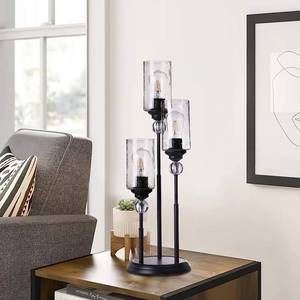 TOCHIC 3-Lights Table Lamp with Glass Lampshades Modern Industrial Rustic Farmhouse Table Lamp Bronze for Livingroom Bedside end Table Reading Lamp Interior Deco ds-tl001-orb