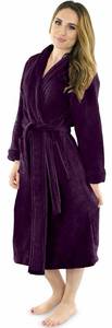 NY Threads Women Fleece Bath Robe Plush Shawl Collar Spa Robe Soft Fluffy Size M