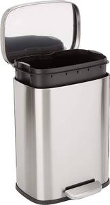 Smude Resistant Small Rectangular Trash Can With Soft-Close Foot Pedal, Brushed Stainless Steel, 12 Liter3.1 Gallon, Satin Nickel Finish 192233059723