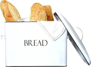 OUTSHINE Farmhouse Extra Large Bread Box for Kitchen Countertop  White Bread Box with Fitted Lid  Vintage Bread Storage Container for Kitchen  Best Farmhouse Bread Box