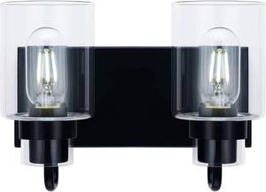 EE Eleven Master Contemporary 2-Light Vanity Light Fixture Modern Clear Glass Shades Lighting Black Dining Room Lighting Fixtures (2-Light)