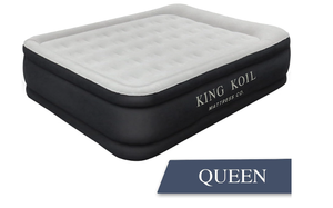 King Koil Luxury Air Mattress Queen with Built-in Pump for Home, Camping & Guests - 20 Queen Size Inflatable Airbed Luxury Double High Adjustable Blow Up Mattress