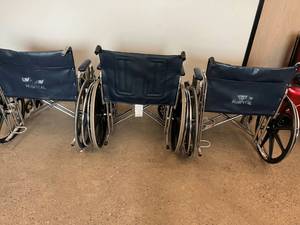 Lot of 3 Extra Wide 24 Inch Seat Wheelchairs - All 3 Excellent Condition