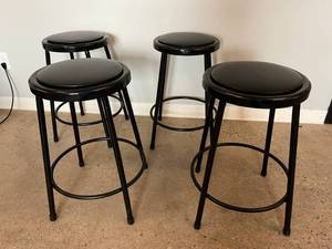 MSRP $450  Lot of 4 High Quality KI Furniture 600 Series Industrial Strength Steel Frame Stacking Stools With Upholstered Seat Pad - Frames are electrically seam-welded 19-gauge, 7 8 O.D. tubular steel - Great Condition