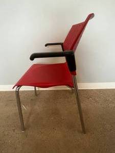 MSRP $400 Global Sonic 6513 Red &amp Black Polypropylene Plastic Stacking Oversized Arm Chair 250lb Weight Capacity - Global Industries Gives A Lifetime Warranty On These Very Sharp Looking Guest Seating Chairs