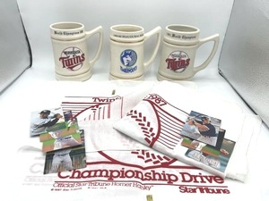 lot 55 image: Minnesota Twins 1987 & 1991 World Champions Mugs  Six 1987 Homer Hankys  Timberwolves 1989-90 Inaugural Season Mug (#1906)  1996 Fleer Excel Twins Minor League Baseball Cars (Corey Koskie Auto)