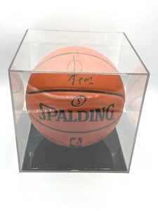 lot 62 image: NBA Ricky Rubio Autographed Spalding Game Ball Series Basketball w Plastic Display Case - No COA