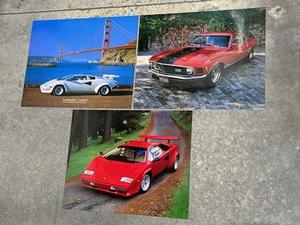 lot 89 image: Vintage 16 x 20 AutoBahn Graphics Car Posters - Lamborghini Countach & 1970 Mach 1 Mustang