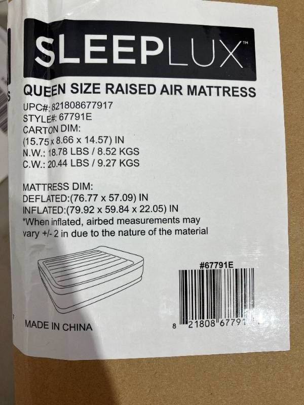 SLEEPLUX Durable Inflatable Air Mattress with Built-in Pump, Pillow and USB  Charger, 22 Tall Queen