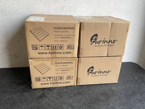 lot 131 image: LOT OF 4 Cases of Furinno Tioman Floor Decking Wood Tiles in Natural