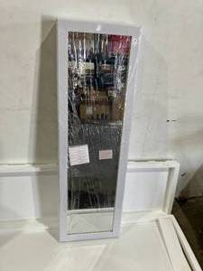 lot 169 image: SONGMICS 47.2 inch White Lockable Lighted Wall or Door Mirrored Jewelry Cabinet