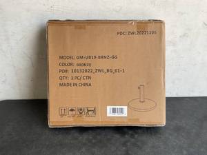 lot 139 image: Universal 19.25 inch Round Cement Patio Umbrella Base with Bronze Weatherproof Plastic Polymer Coating