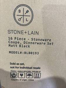 lot 188 image: Stone  Lain Coupe Black Matte Stoneware Service For 4 Dinnerware Set