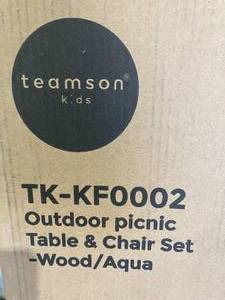 lot 189 image: teamson kids Wood and Aqua Outdoor Picnic Table