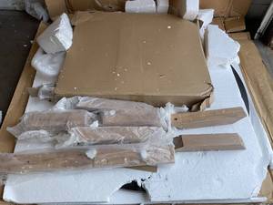 lot 210 image: Finch Alfred 47 inch Round Distressed Beige Rustic Dining Table with Pedestal Base