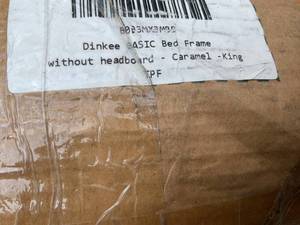 lot 205 image: Dinkee 15 Inch Caramel Acacia Wood Signature King Size Bed Frame Without Headboard