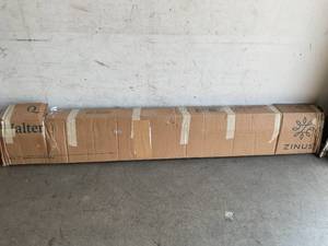 lot 218 image: ZINUS 4 inch Queen Size Box Spring with Wood Slats and 7 Inch Black Metal Bed Frame Set