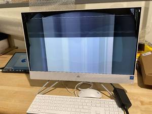 lot 21 image: HP 23.8 Intel Celeron J4025 8GB256GB SSD All-in-One Desktop PC Bundle with HyperX DuoCast RGB USB Gaming Condenser