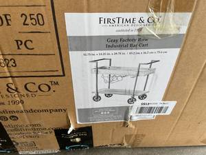lot 24 image: FirsTime & Co. Gray Factory Row Industrial Bar Cart