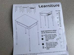 lot 26 image: Learniture Gray and Black Adjustable Height Collaborative Student Desk Without Book Box